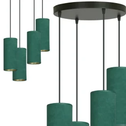 Outlet Kaskada zielonych abażurów na zwisach 1058/4PREM BENTE PREMIUM | Kaja Żyrandole Nowoczesne