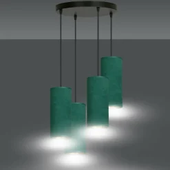 Outlet Kaskada zielonych abażurów na zwisach 1058/4PREM BENTE PREMIUM | Kaja Żyrandole Nowoczesne