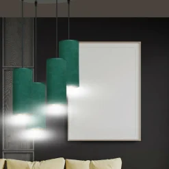 Outlet Kaskada zielonych abażurów na zwisach 1058/4PREM BENTE PREMIUM | Kaja Żyrandole Nowoczesne