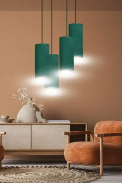 Outlet Kaskada zielonych abażurów na zwisach 1058/4PREM BENTE PREMIUM | Kaja Żyrandole Nowoczesne