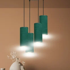 Outlet Kaskada zielonych abażurów na zwisach 1058/4PREM BENTE PREMIUM | Kaja Żyrandole Nowoczesne