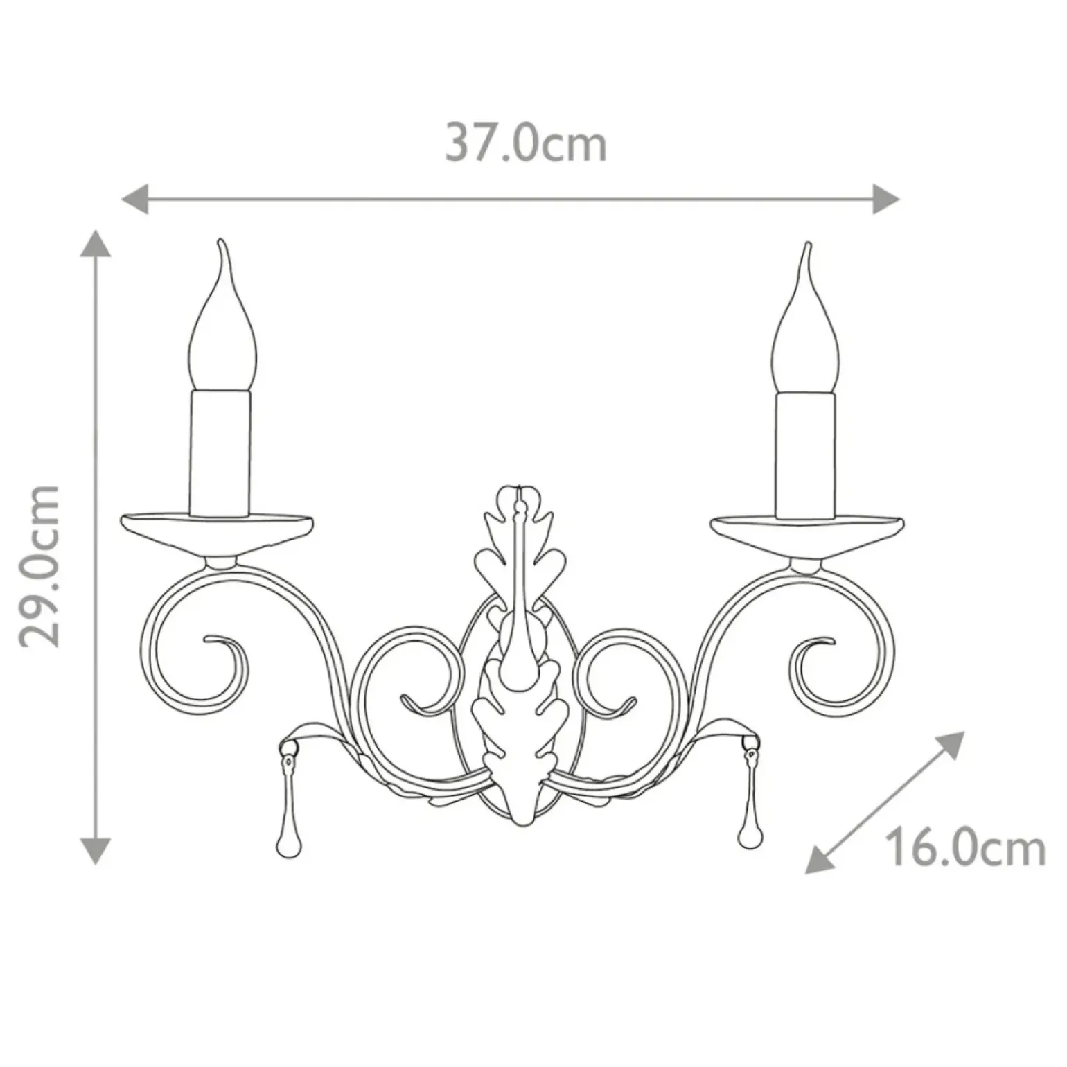 Sklep Kaja Kinkiet ścienny z ozdobnym liściem AML2-BLK-SILVER z serii AMARILLI