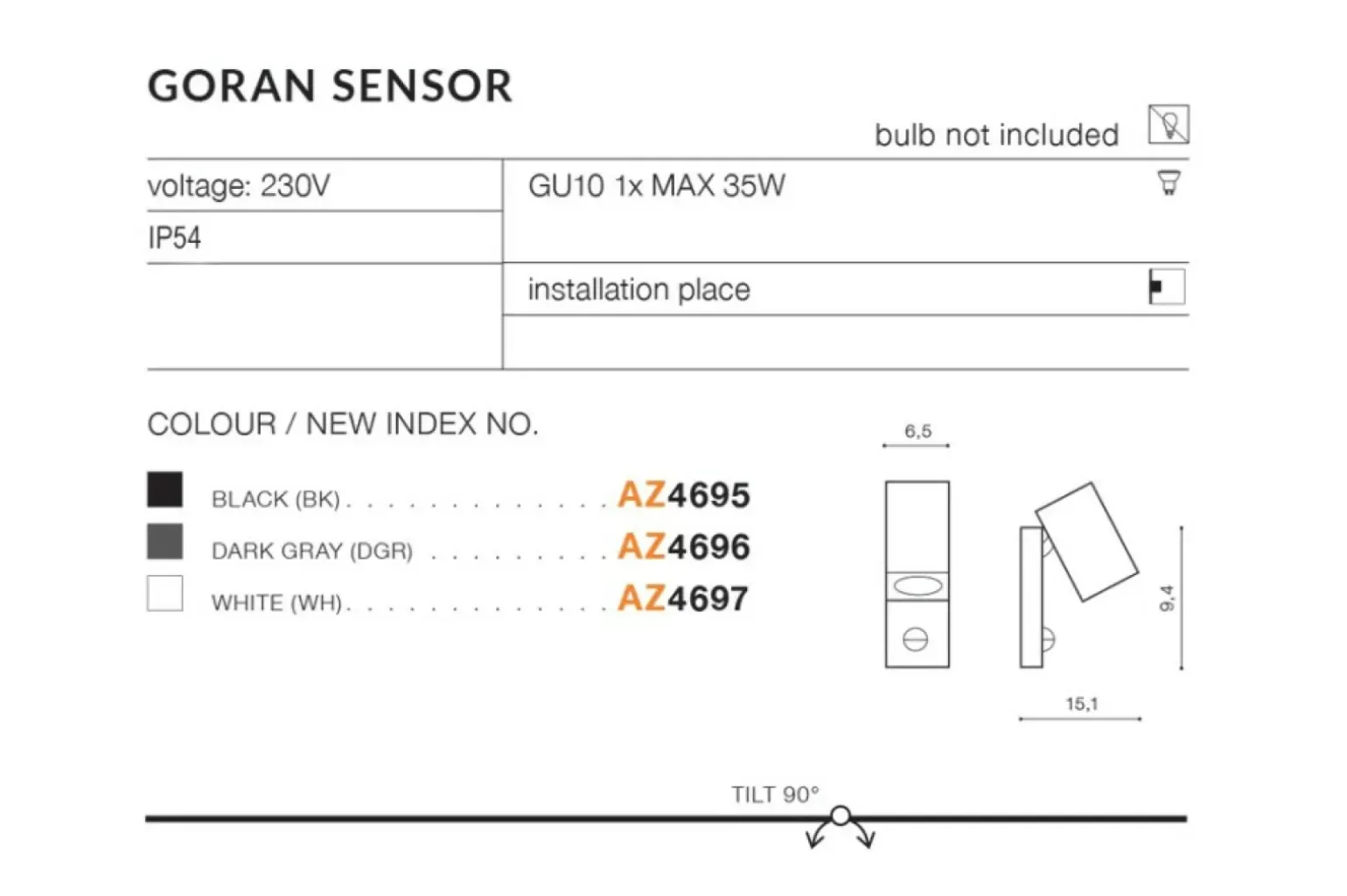 Sklep Kaja Kinkiet elewacyjny czujniki ruchu AZ4696 GORAN | Kaja