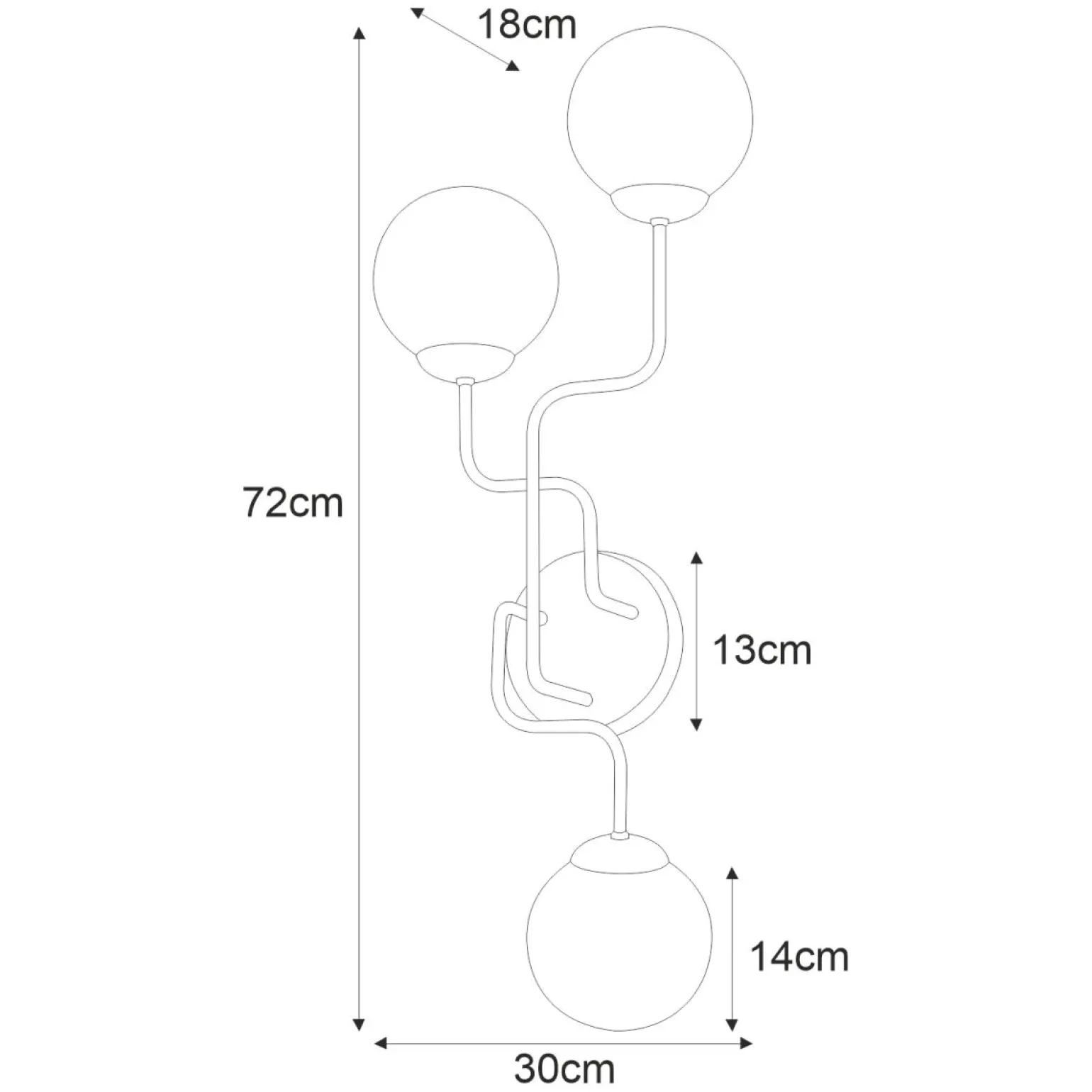 Sklep Kaja Kinkiet z białymi kulistymi kloszami na mały gwint K-4708 serii KA