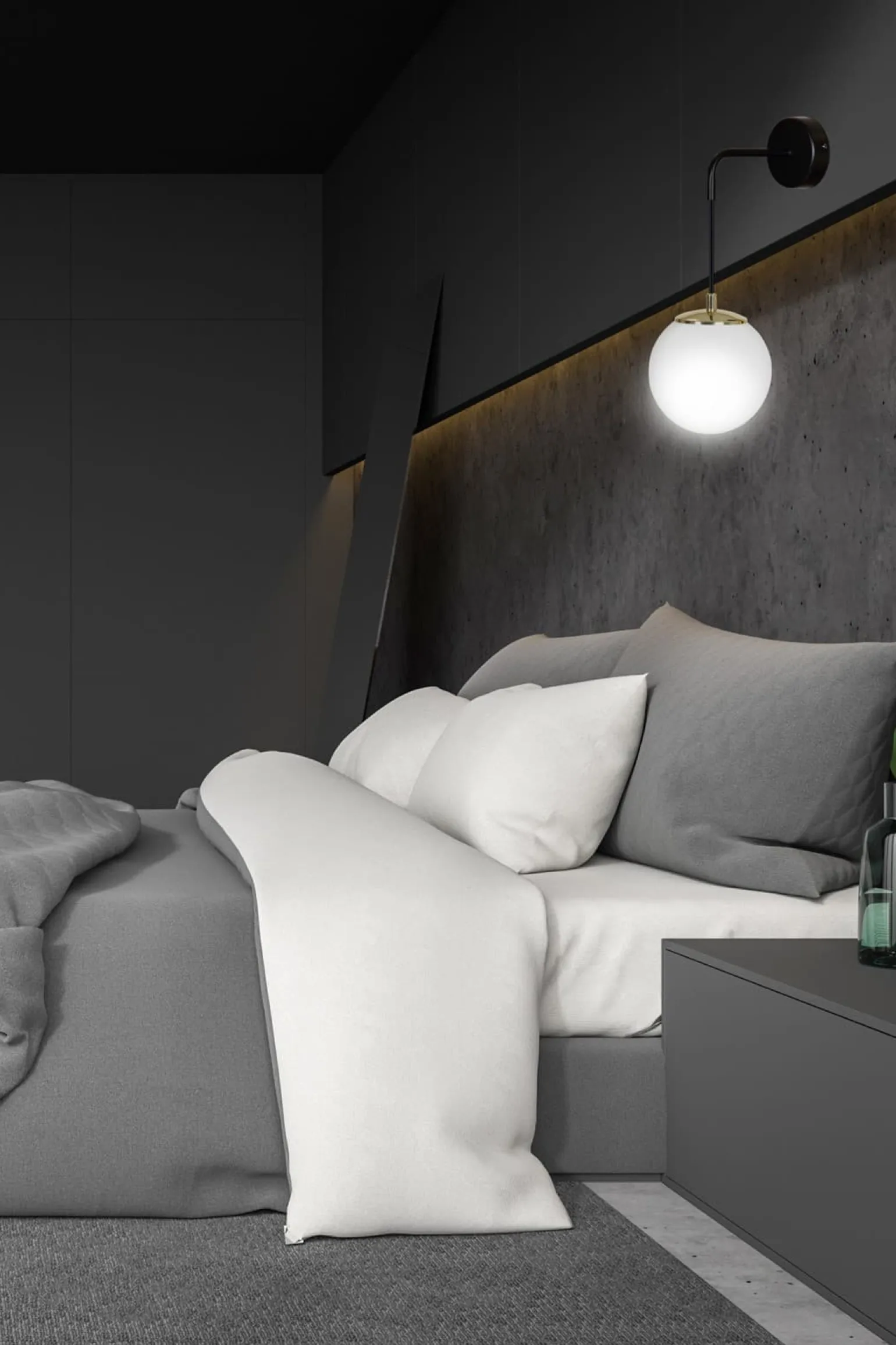 Sklep Kaja Kinkiet z czarno-złotą oprawą do sypialni 966/K1 | Kaja Oświetlenie