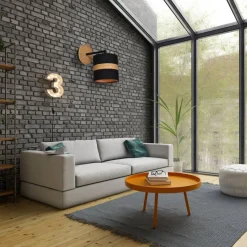 Sklep Kaja Kinkiet z dekoracyjnym drewnem i abażurem MLP6289 z serii TERRA | Kaja Oświetlen