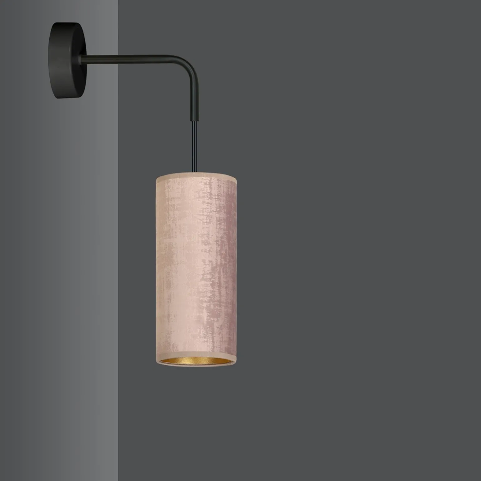 Sklep Kaja Kinkiet z różowo-złotym abażurem, do sypialni 1061/K1 BENTE | Kaja