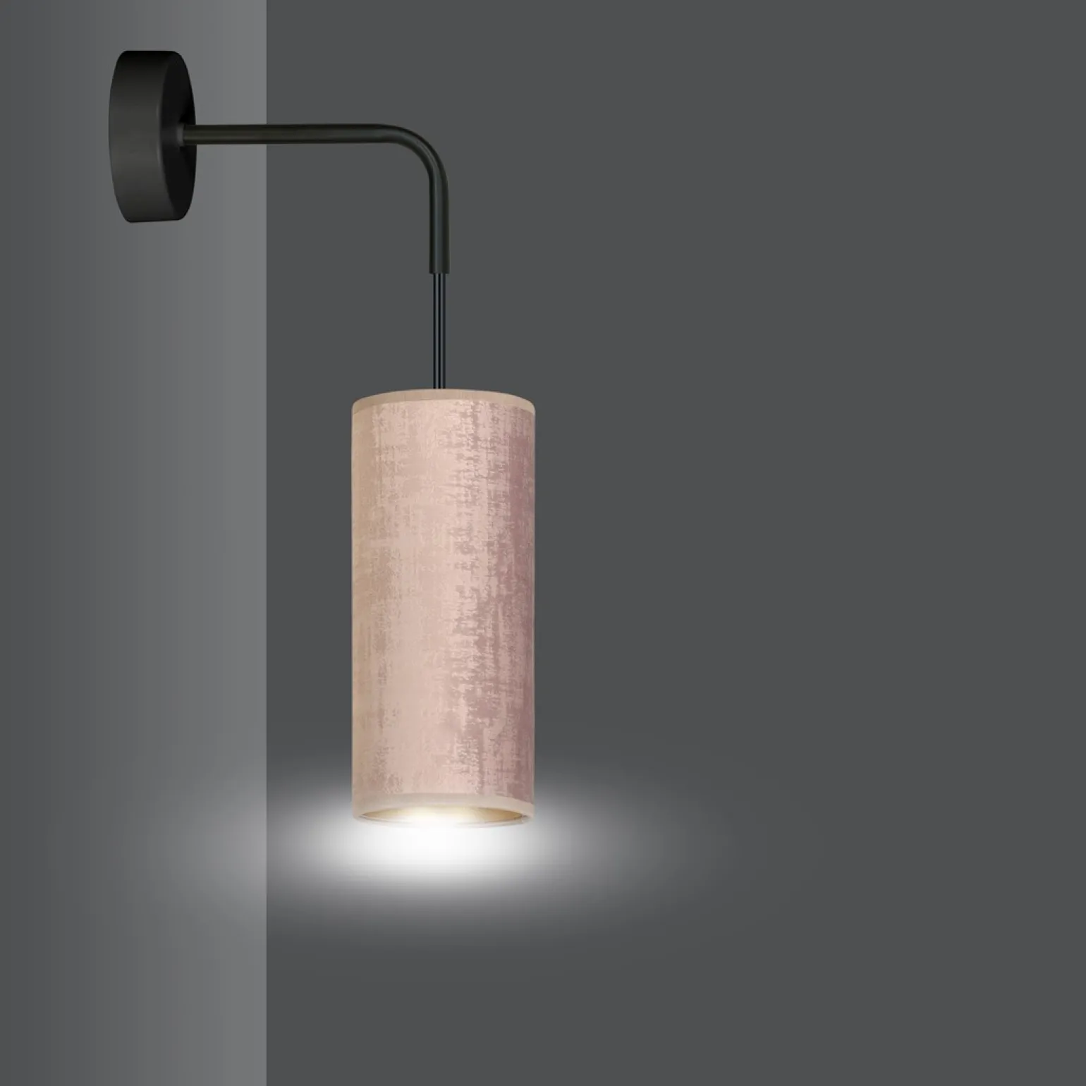 Sklep Kaja Kinkiet z różowo-złotym abażurem, do sypialni 1061/K1 BENTE | Kaja