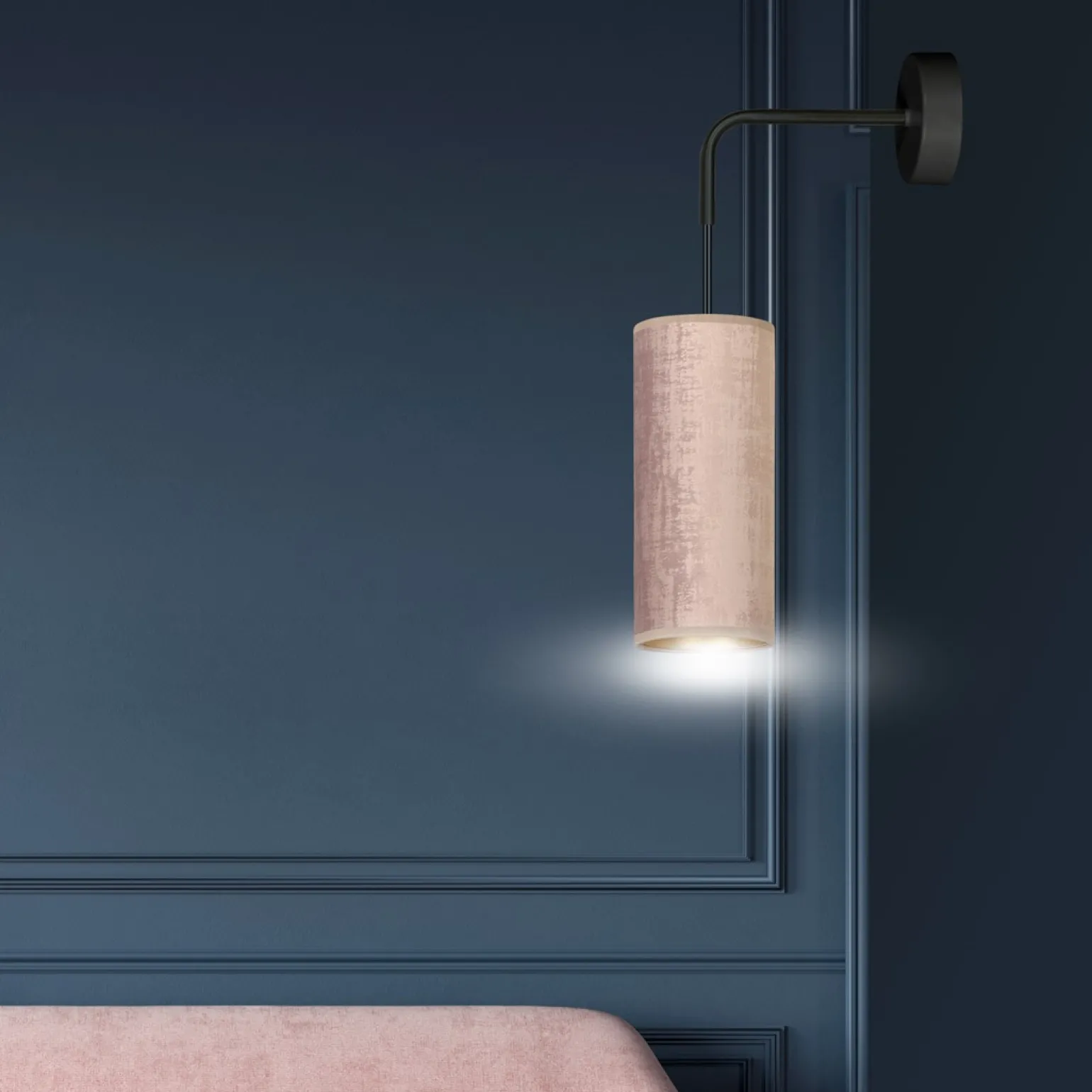 Sklep Kaja Kinkiet z różowo-złotym abażurem, do sypialni 1061/K1 BENTE | Kaja