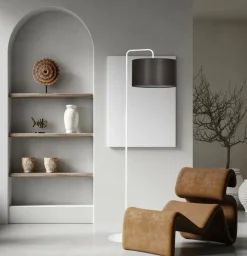 Sklep Kaja Klasyczna, biała lampa podłogowa z abażurem 574/1 TRAPO | Kaja