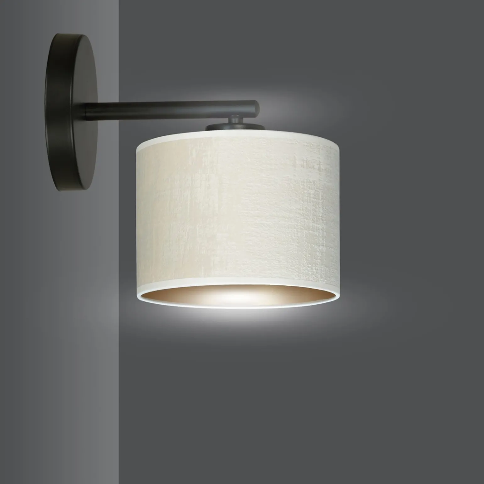 Sklep Kaja Klasyczna lampa ścienna z biało-złotym abażurem 1052/K1 HILDE | Kaja