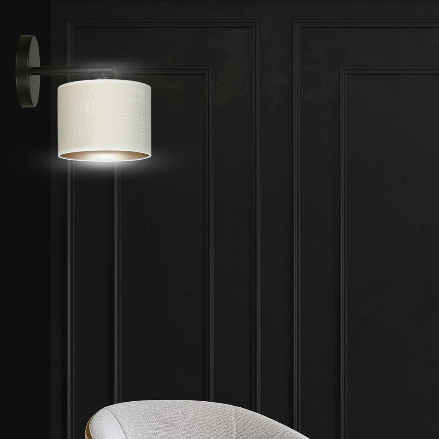 Sklep Kaja Klasyczna lampa ścienna z biało-złotym abażurem 1052/K1 HILDE | Kaja