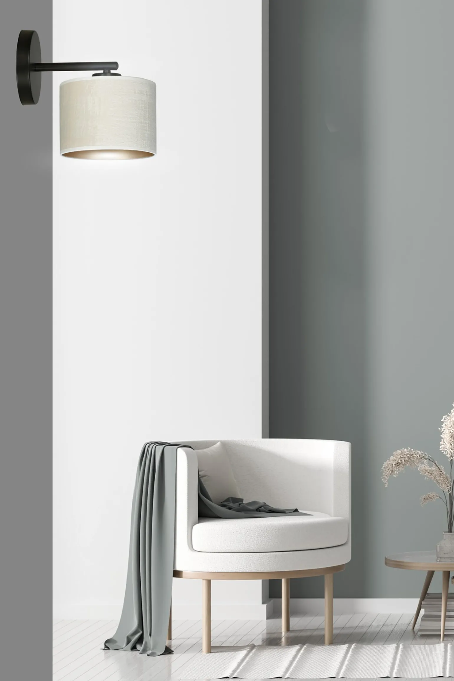 Sklep Kaja Klasyczna lampa ścienna z biało-złotym abażurem 1052/K1 HILDE | Kaja