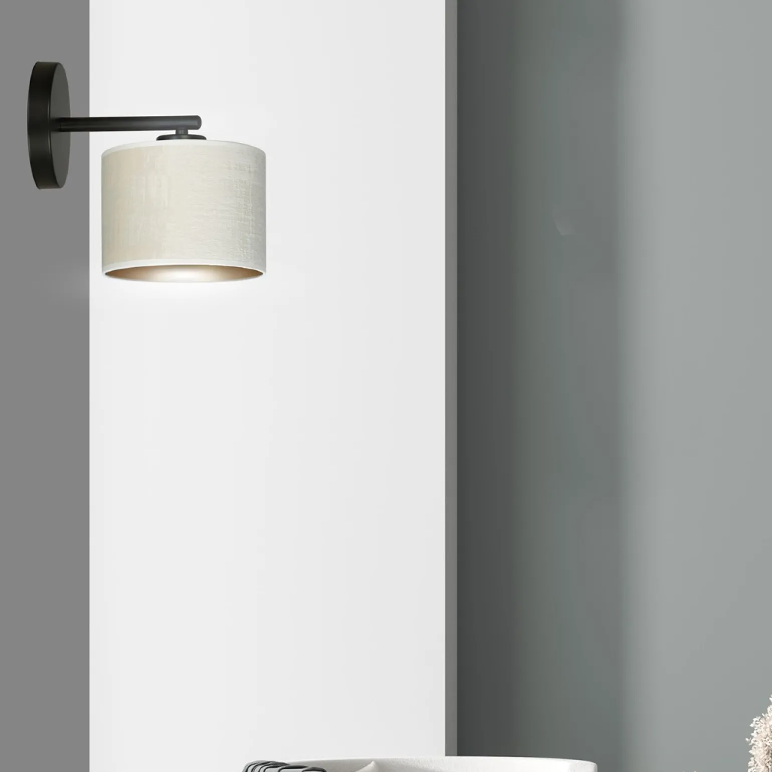 Sklep Kaja Klasyczna lampa ścienna z biało-złotym abażurem 1052/K1 HILDE | Kaja