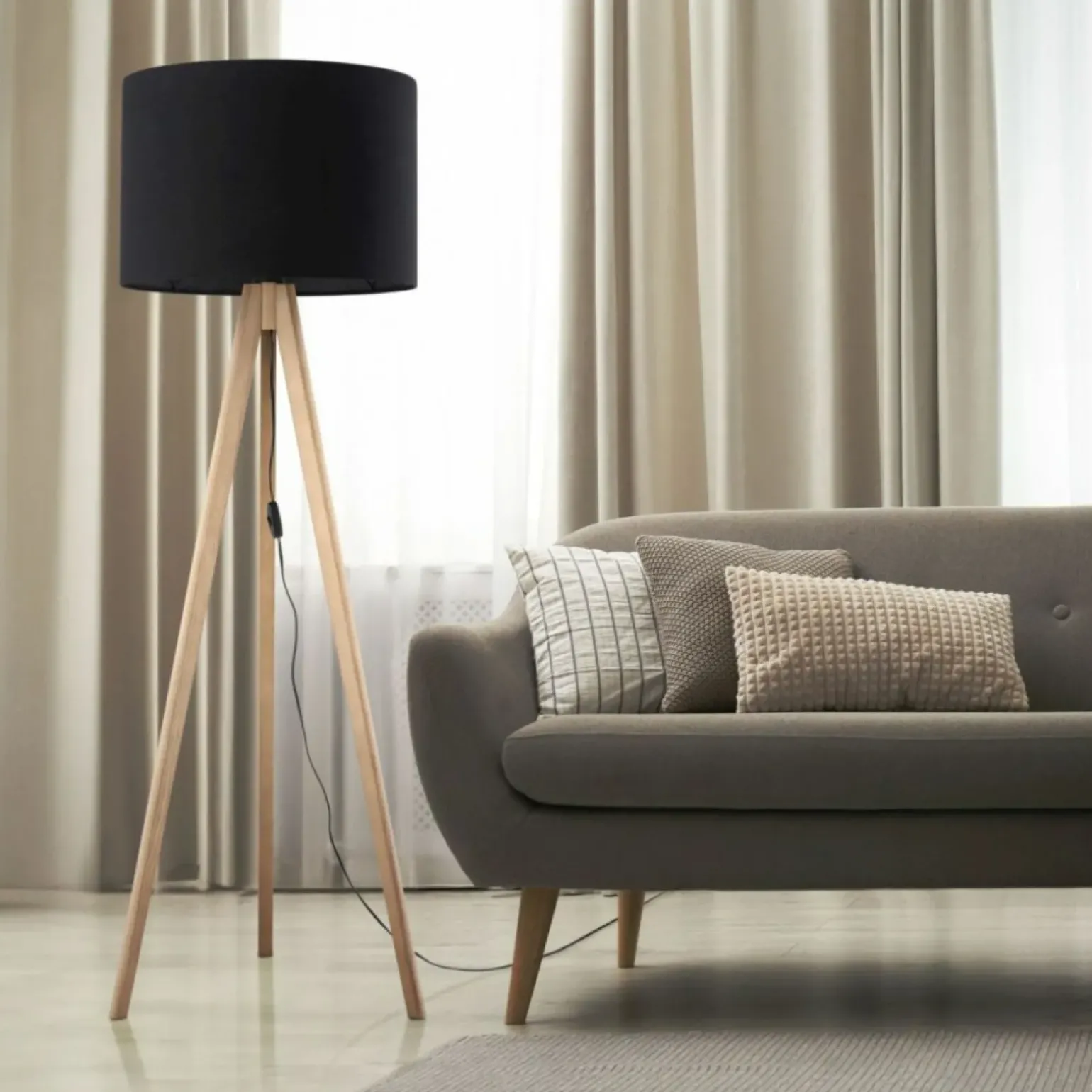 Sklep Kaja Klasyczna lampa podłogowa z abażurem TK 16008 GRAND SOSNA | Kaja