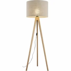 Sklep Kaja Klasyczna lampa stojąca, trójnóg z lnem TK 16021 GRAND SOSNA | Kaja