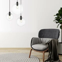 Flash Sale Klasyczna lampa wisząca do salonu LP-004/3P BK PUERTO | Kaja Żyrandole Nowoczesne