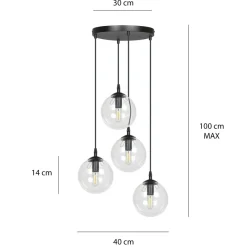New Klasyczna lampa wisząca z kulistymi kloszami 711/4PREM | Kaja Żyrandole Nowoczesne