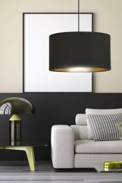Sklep Kaja Klasyczna lampa wisząca z czarno-złotym abażurem 1054/1 HILDE | Kaja