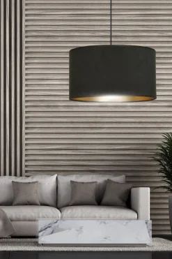 Sklep Kaja Klasyczna lampa wisząca z czarno-złotym abażurem 1054/1 HILDE | Kaja