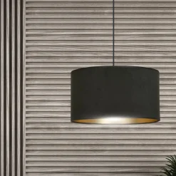 Sklep Kaja Klasyczna lampa wisząca z czarno-złotym abażurem 1054/1 HILDE | Kaja