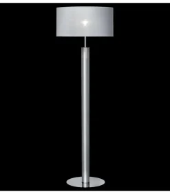 Sklep Kaja Klasyczna, srebrna lampa podłogowa z abażurem 67549 NODO | Kaja