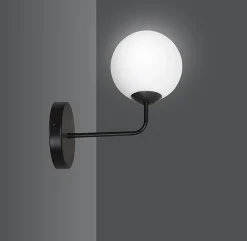 Sklep Kaja Klasyczny czarno-biały kinkiet kulisty klosz 670/K1 | Kaja Oświetlenie