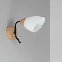 Sklep Kaja Klasyczny kinkiet z białym kloszem 8142174 VILETTA WOOD | Kaja