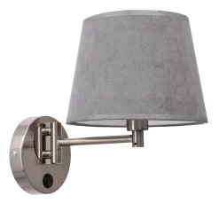 Sklep Kaja Klasyczny, szary kinkiet ścienny z abażurem 21-27887 z serii IBIS | Kaja Oświetl
