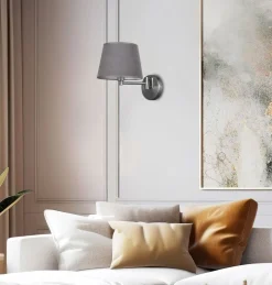 Sklep Kaja Klasyczny, szary kinkiet ścienny z abażurem 21-27887 z serii IBIS | Kaja Oświetl