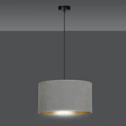 Sklep Kaja Klasyczny żyrandol z szaro-złotym abażurem 1050/1 HILDE | Kaja