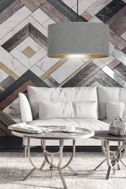 Sklep Kaja Klasyczny żyrandol z szaro-złotym abażurem 1050/1 HILDE | Kaja