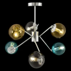 Clearance Kolorowa lampa wisząca, z kloszami kulkami MOD139PL-06CH z serii NANCY Żyrandole Nowoczesne