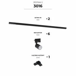 Sklep Kaja Kompletny szynoprzewód 1-fazowy L z 6 spotami 1mx1m ZM 3016 | Kaja