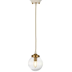 Store Kremowa lampa wisząca z kloszem DL-COSMOS-1P z serii COSMOS Żyrandole Nowoczesne