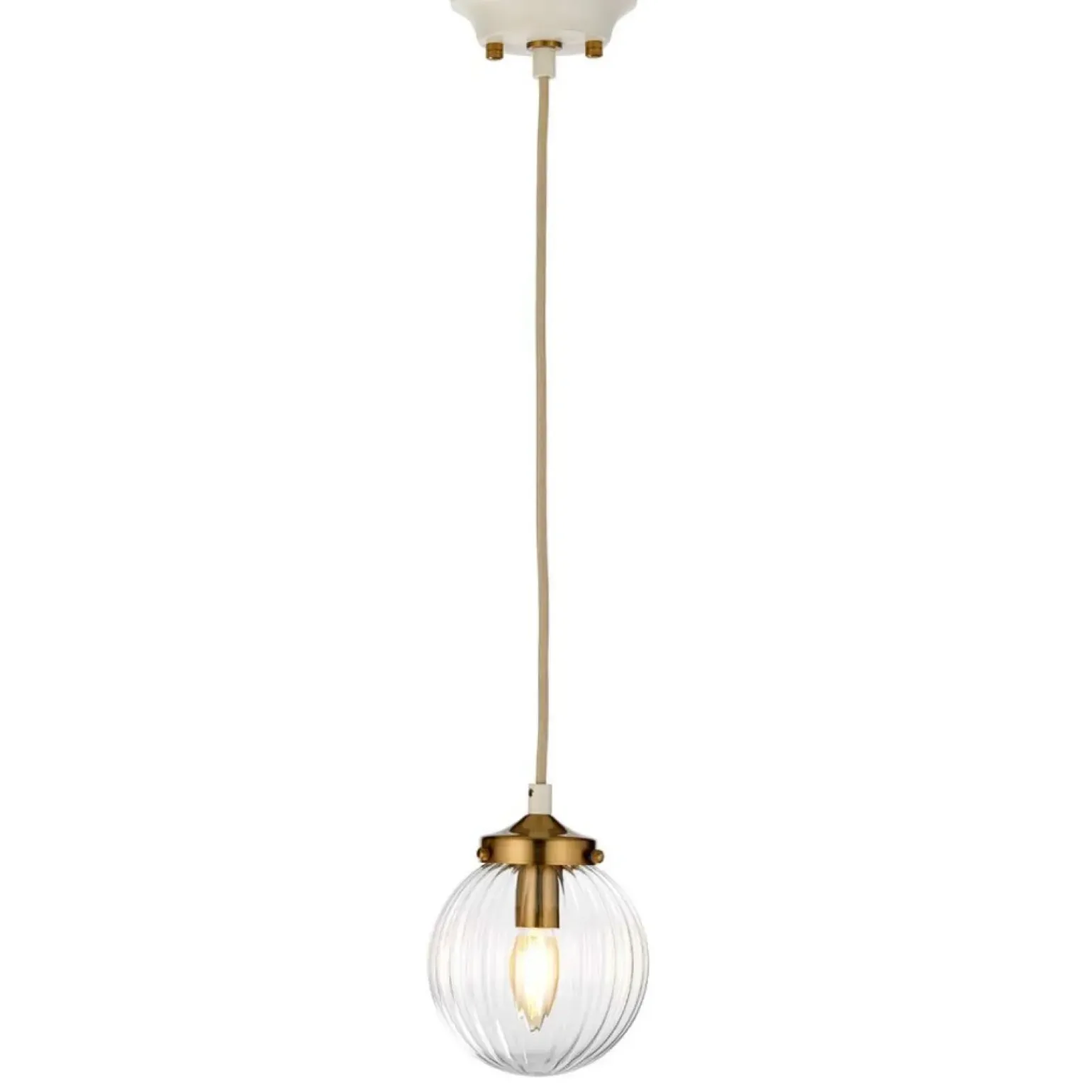 Store Kremowa lampa wisząca z kloszem DL-COSMOS-1P z serii COSMOS Żyrandole Nowoczesne