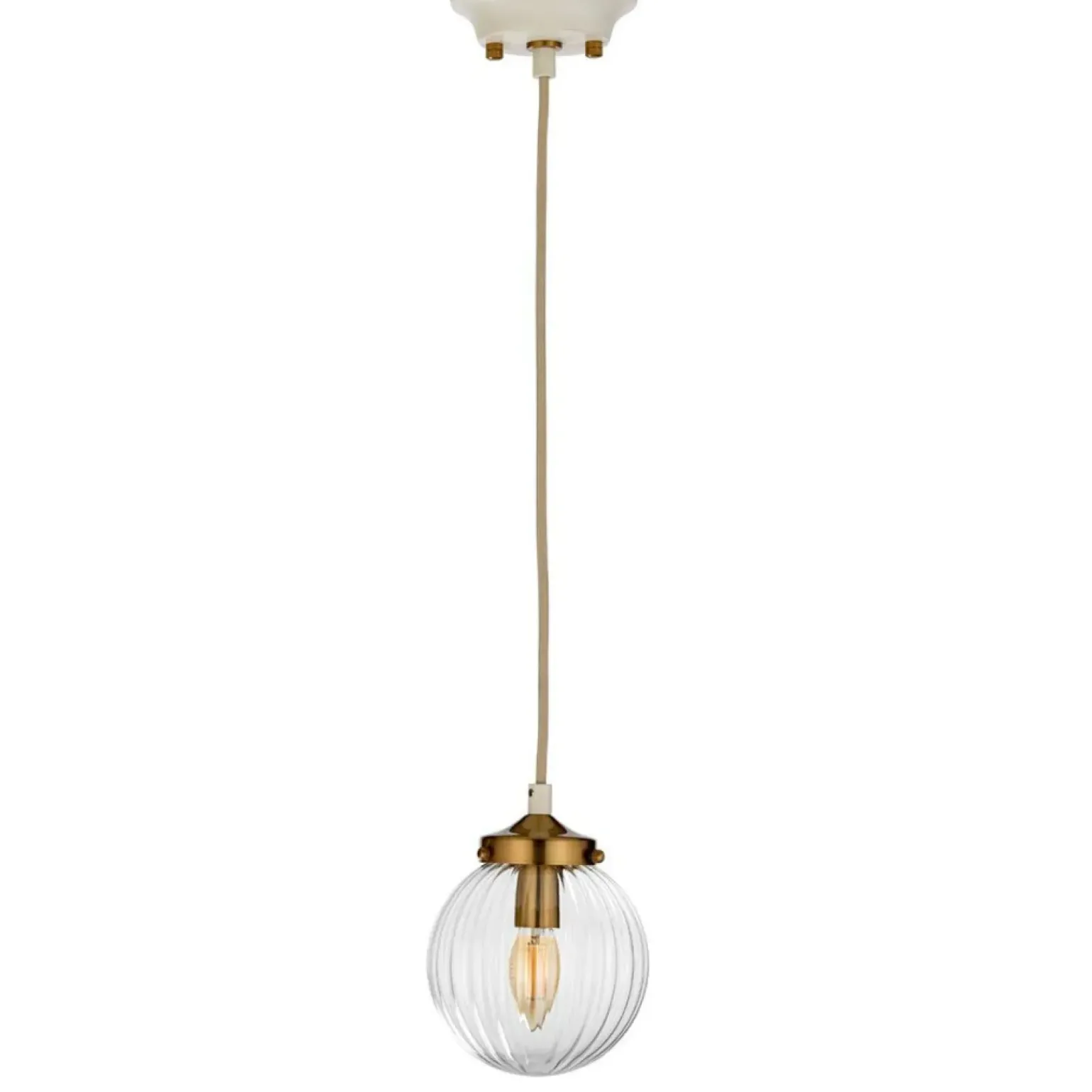 Store Kremowa lampa wisząca z kloszem DL-COSMOS-1P z serii COSMOS Żyrandole Nowoczesne