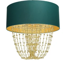 Sklep Kaja Kryształowa lampa wisząca z zielonym abażurem MLP6452 z serii ALMERIA | Kaja Ośw