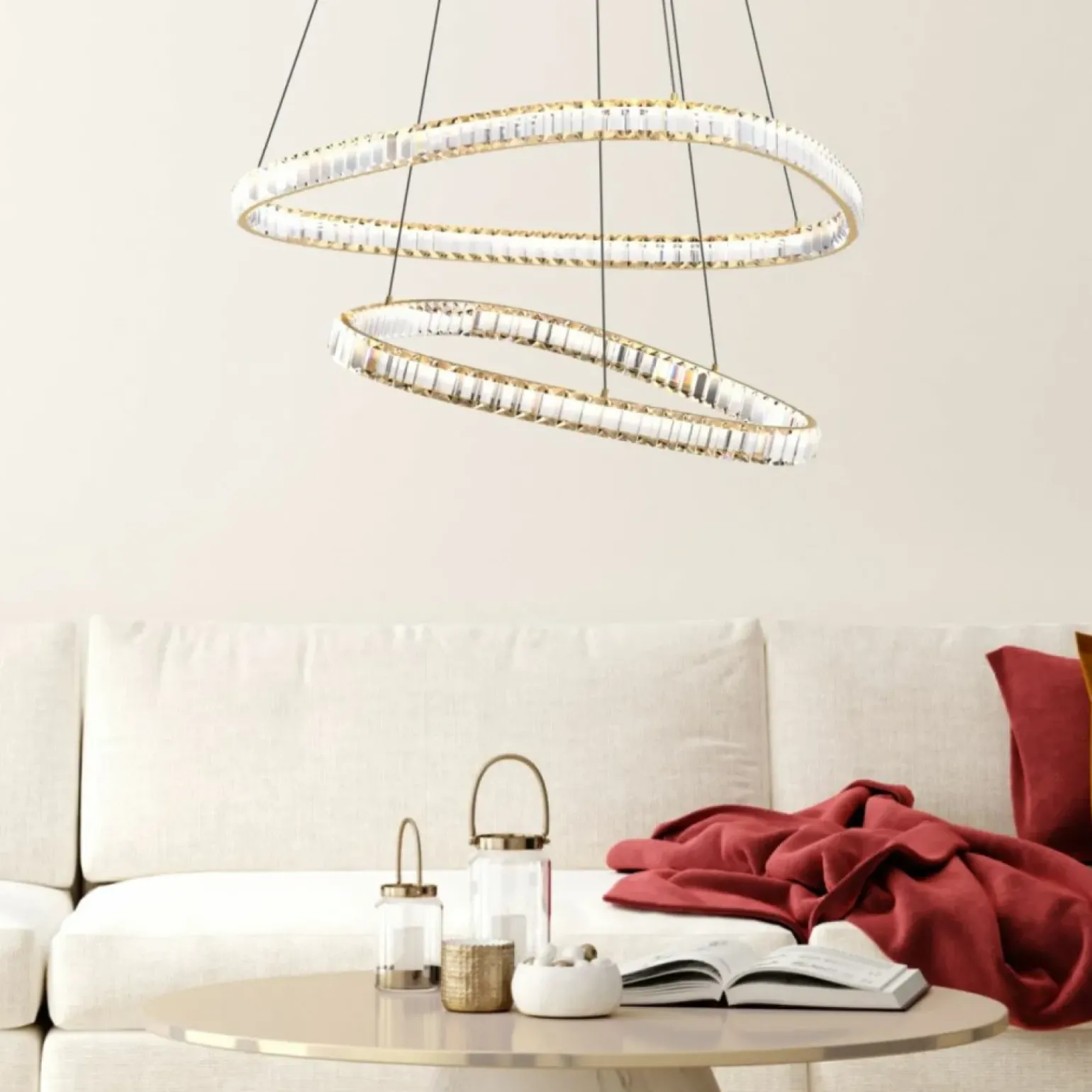 Best Sale Kryształowa, ledowa lampa do salonu MD3169-2-3GT ATHESA | Kaja Żyrandole Nowoczesne