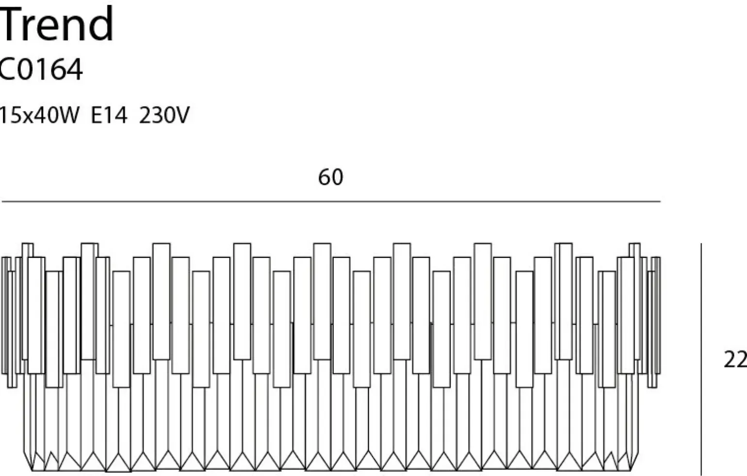 Sklep Kaja Kryształowy plafon na 15 żarówek E14 ⌀60cm MX C0164 TREND | Kaja