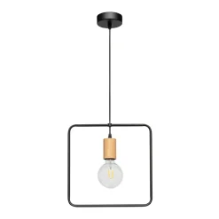 Sale Kwadratowa lampa wisząca z drewnianą oprawką 1651174 CARSTEN | Kaja Żyrandole Nowoczesne