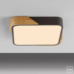 Sklep Kaja Kwadratowy plafon LED z drewnem, do sypialni ZM 14289-18 BILA | Kaja