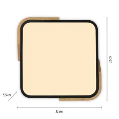 Sklep Kaja Kwadratowy plafon LED z drewnem, do sypialni ZM 14289-18 BILA | Kaja