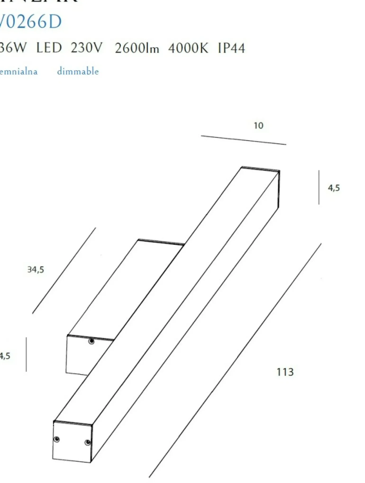 Sklep Kaja Lampa ścienna do łazienki, światło LED 113cm MX W0266 LINEAR | Kaja