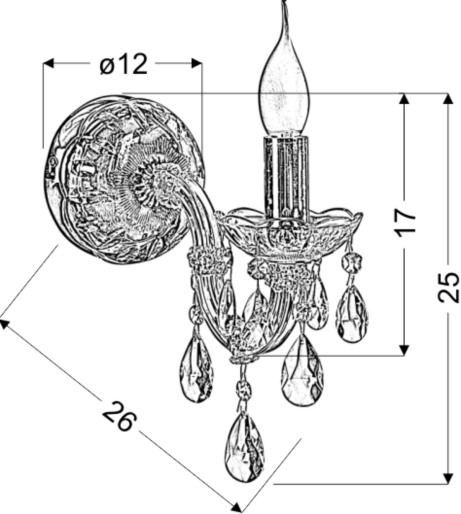 Sklep Kaja Lampa ścienna w stylu glamour 21-95742 MARIA TERESA | Kaja Oświetlenie