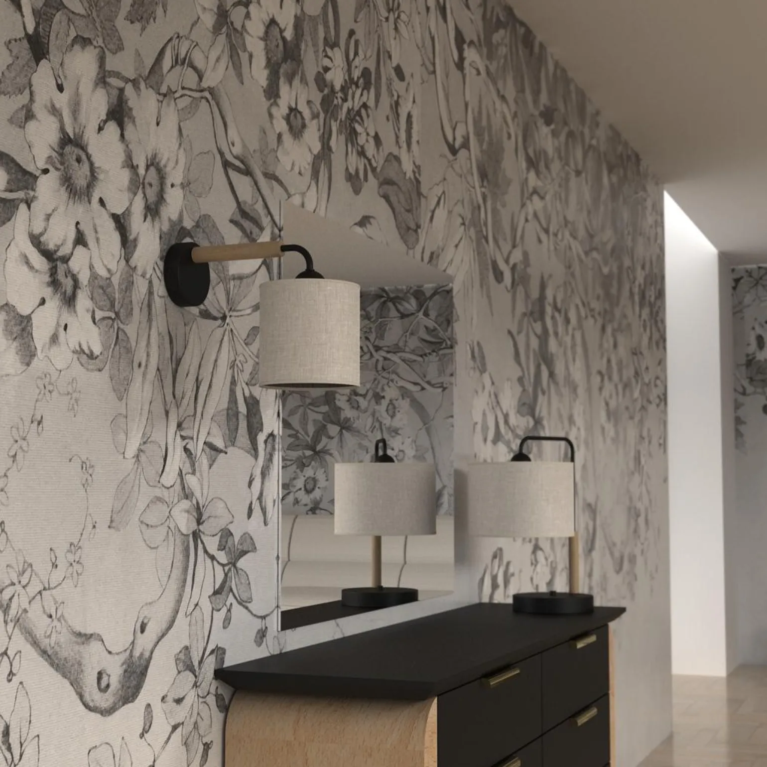 Sklep Kaja Lampa ścienna z szarym, wąskim abażurem MLP7450 z serii ATLANTA | Kaja Oświetlen