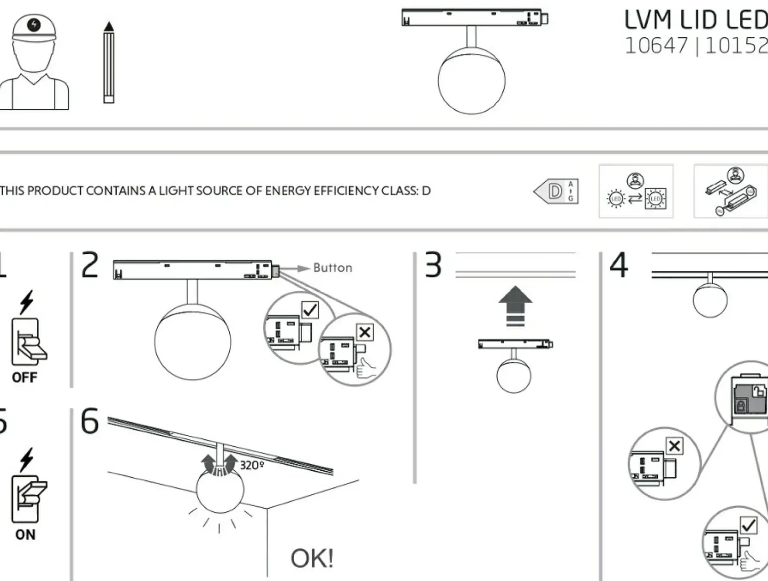 Sklep Kaja Lampa kula do szyny magnetycznej 1F 10647 LVM LID LED | Kaja