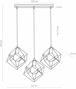 Store Lampa listwa z geometrycznymi kloszami TK 2699 ALAMBRE | Kaja Żyrandole Nowoczesne