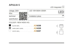 Sklep Kaja Lampa natynkowa zewnętrzna LED na taras AZ4338 APULIA | Kaja