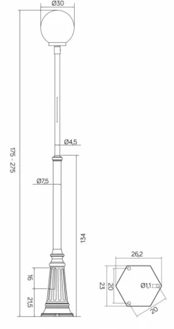 Sklep Kaja Lampa ogrodowa, czarna podstawa OGMWN 1 300 z serii KULE CLASSIC | Kaja Oświetle